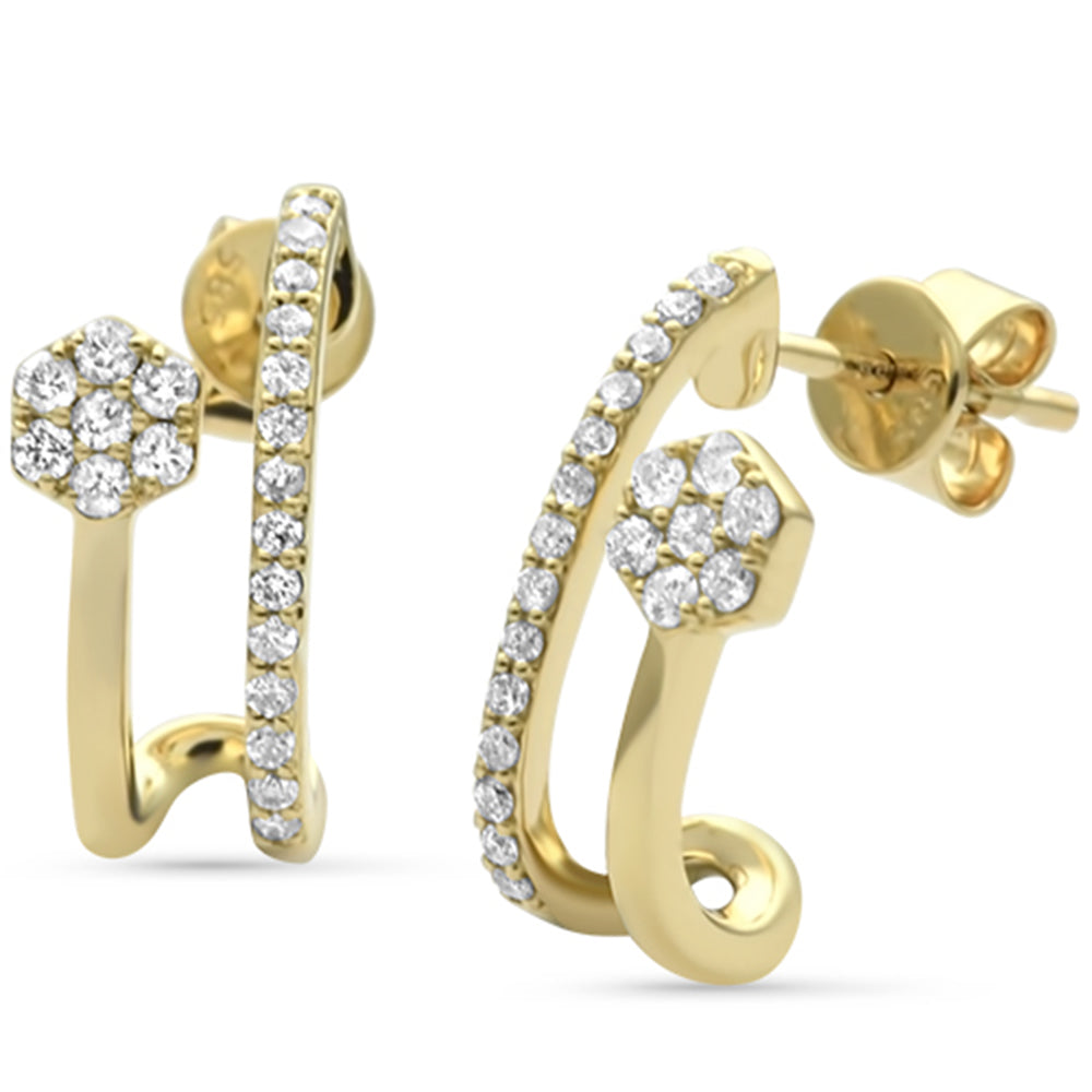 SPECIAL! .34ct G SI 14K Yellow Gold Diamond Double Shank J Hoop Earrings