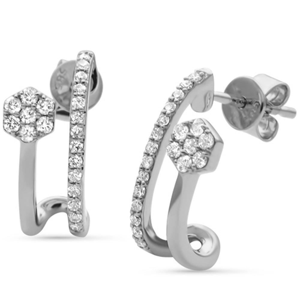 SPECIAL! .34ct G SI 14K White Gold Diamond Double Shank J Hoop Earrings