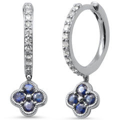 SPECIAL! .63ct G SI 14K White Gold Diamond & Blue Sapphire Gemstones Hoop Earrings