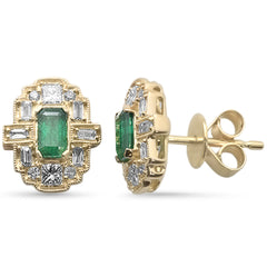 SPECIAL! .91ct G SI 14K Yellow Gold Diamond & Emerald Gemstones Earrings