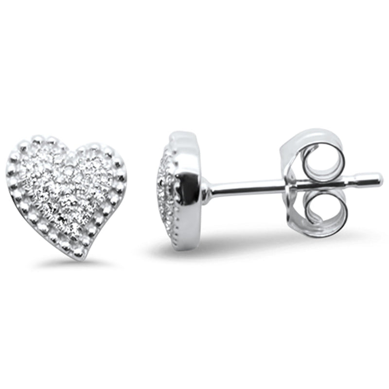 .08ct G SI 14K White Gold Diamond Heart Shape Earrings