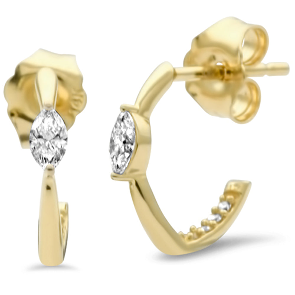 .17ct G SI 14K Yellow Gold Diamond Marquees Hoop Earrings