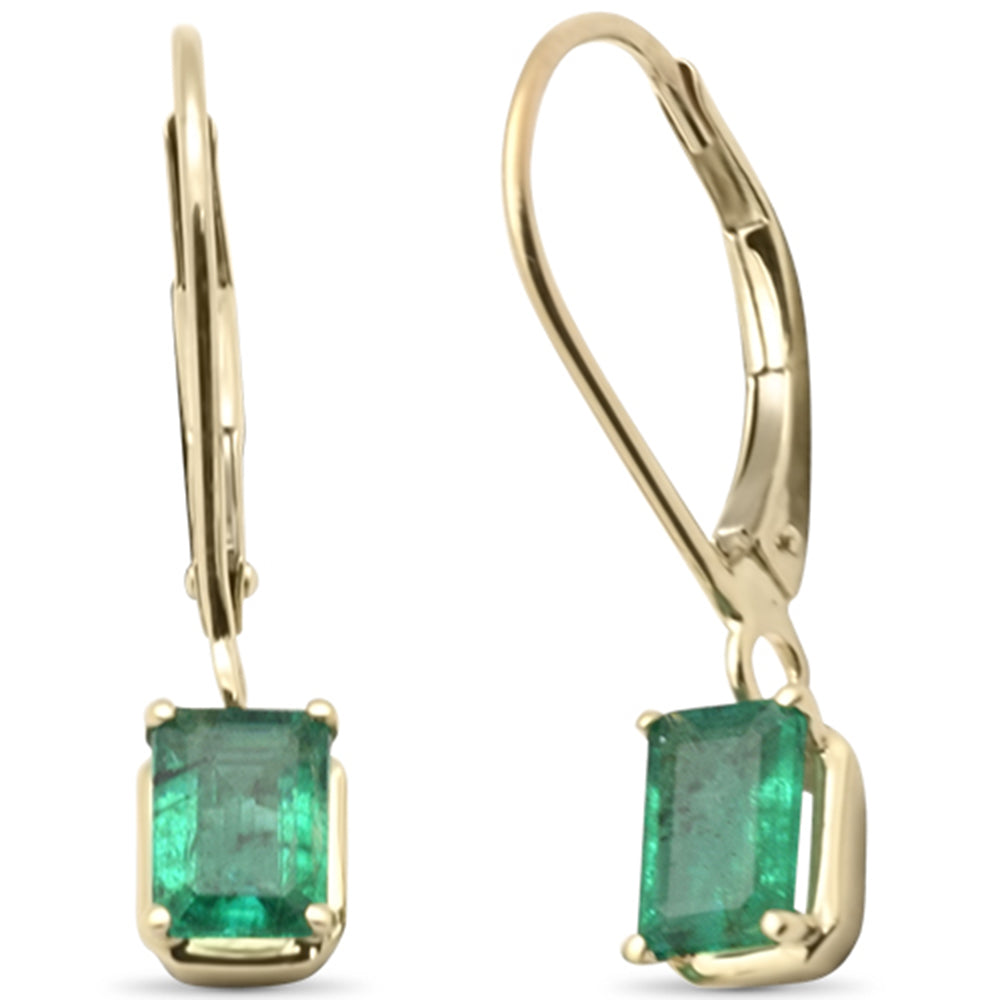 SPECIAL! .91ct G SI 14K Yellow Gold Emerald Gemstones Hoop Earrings Lever Backings