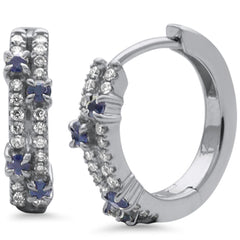 SPECIAL! .41ct G SI 14K White Gold Diamond & Blue Sapphire Gemstone Hoop Earrings