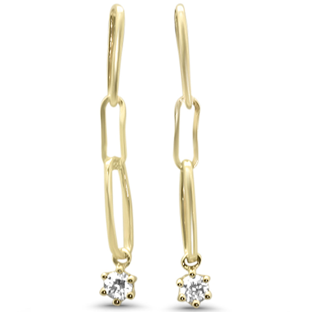 SPECIAL! .20ct G SI 14K Yellow Gold Diamond Paperclip Dangling Earrings