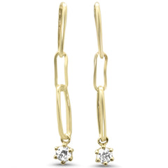 SPECIAL! .20ct G SI 14K Yellow Gold Diamond Paperclip Dangling Earrings