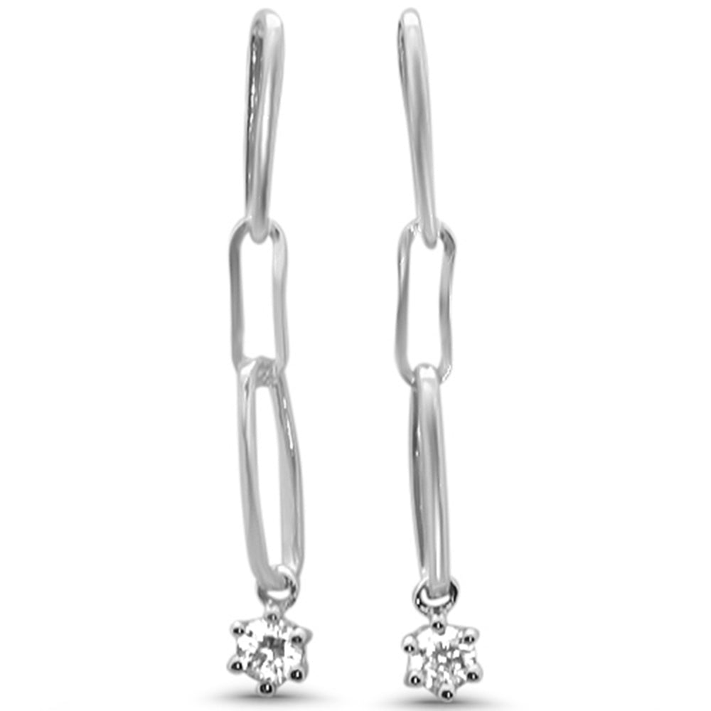 SPECIAL! .20ct G SI 14K White Gold Diamond Paperclip Dangling Earrings