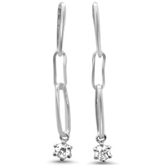 SPECIAL! .20ct G SI 14K White Gold Diamond Paperclip Dangling Earrings