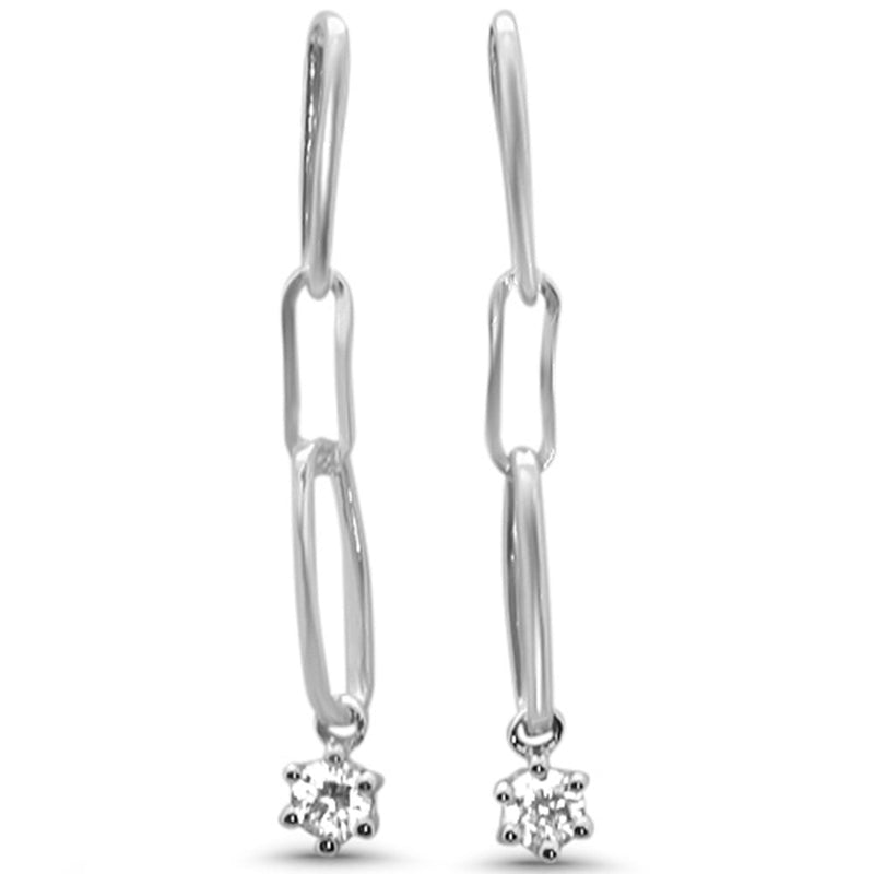 SPECIAL! .20ct G SI 14K White Gold Diamond Paperclip Dangling Earrings