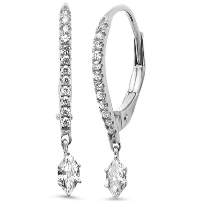 SPECIAL! .38ct G SI 14K White Gold Diamond Hoop Dangling Earrings
