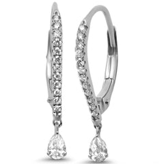 SPECIAL! .39ct G SI 14K White Gold Diamond Hoop Dangling Earrings
