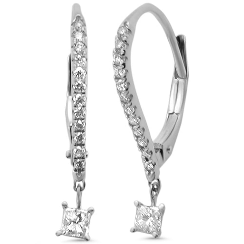 SPECIAL! .38ct G SI 14K White Gold Diamond Hoop Dangling Earrings