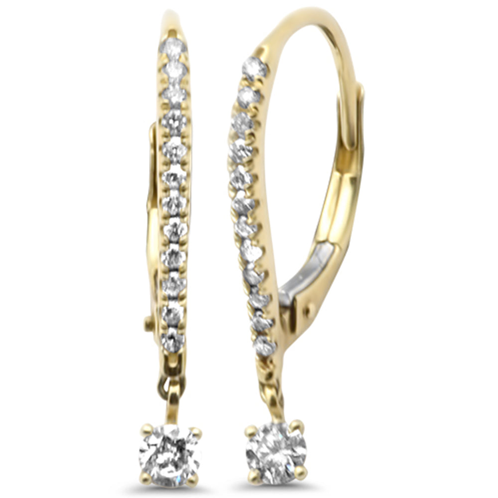SPECIAL!.38ct G SI 14K Yellow Gold Diamond Hoop Dangling Earrings