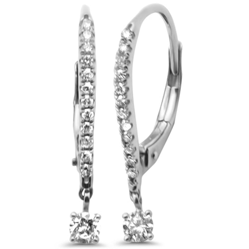 SPECIAL!.38ct G SI 14K White Gold Diamond Hoop Dangling Earrings