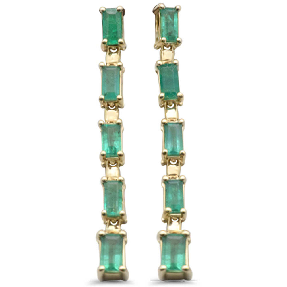 SPECIAL! 1.35ct G SI 14K Yellow Gold Emerald Gemstones Dangling Earrings