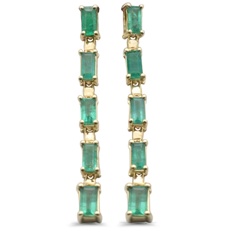 SPECIAL! 1.35ct G SI 14K Yellow Gold Emerald Gemstones Dangling Earrings