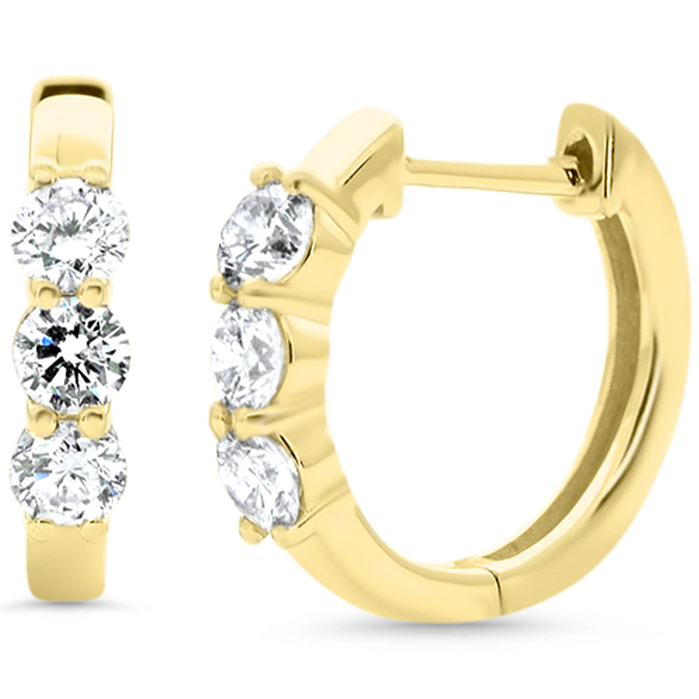 SPECIAL! .55ct G SI 14K Yellow Gold Round Diamond 3-Stone Petite Hoop Earrings