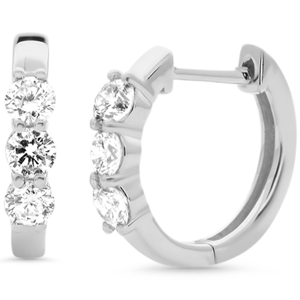 SPECIAL! .55ct G SI 14K White Gold Round Diamond 3-Stone Petite Hoop Earrings