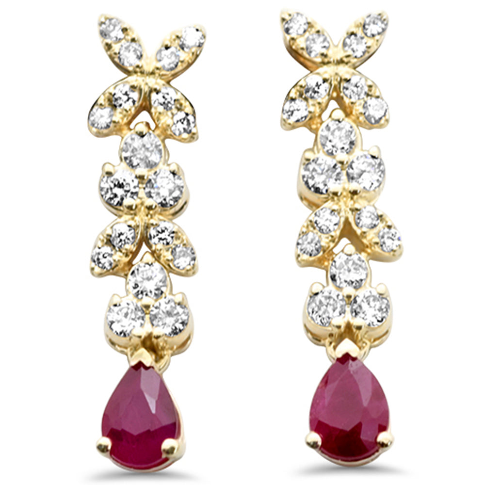 SPECIAL!.62ct G SI 14K Yellow Gold Diamond & Ruby Gemstones Drop Earrings