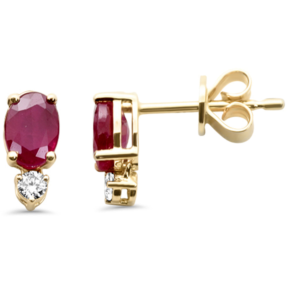 SPECIAL!1.29ct G SI 14K Yellow Gold Diamond & Ruby Gemstones Drop Earrings