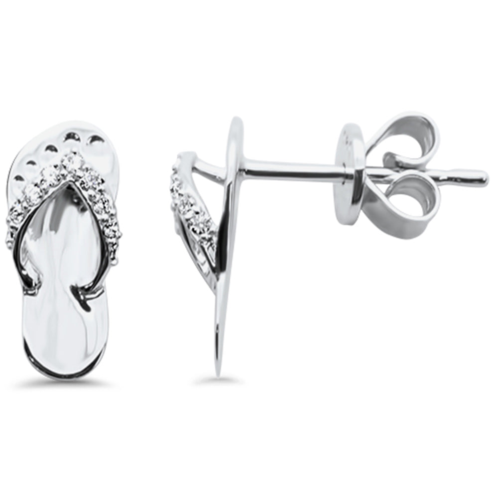 .08ct G SI 14K White Gold Diamond Beach Sandals Earrings
