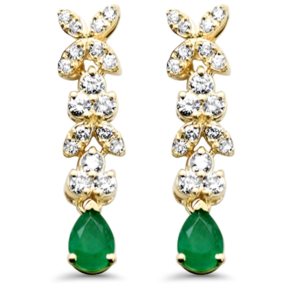 SPECIAL! .51ct G SI 14K Yellow Gold Diamond & Emerald Gemstone Drop Earrings