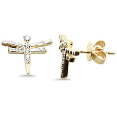 SPECIAL! .23ct G SI 14K Yellow Gold Round & Baguette Diamond Dragonfly Earrings