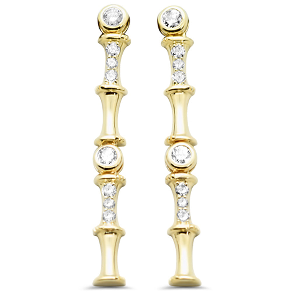 SPECIAL! .22ct G SI 14K Yellow Gold Diamond Bamboo Design Drop Earrings