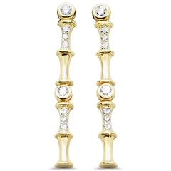 SPECIAL! .22ct G SI 14K Yellow Gold Diamond Bamboo Design Drop Earrings