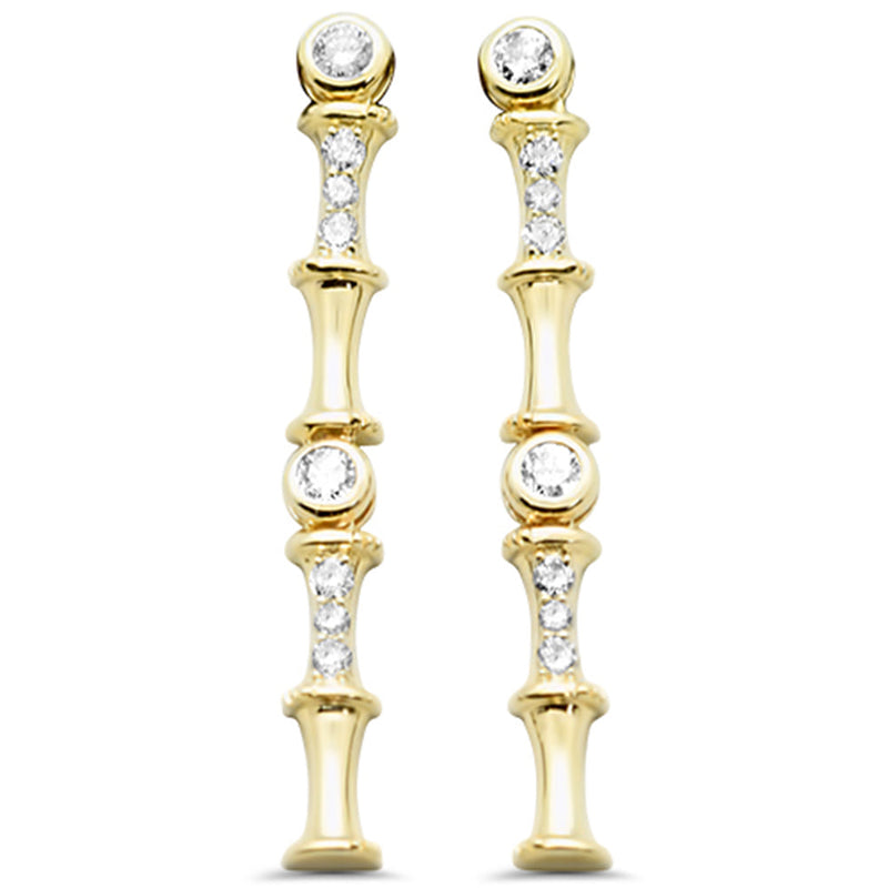 SPECIAL! .22ct G SI 14K Yellow Gold Diamond Bamboo Design Drop Earrings