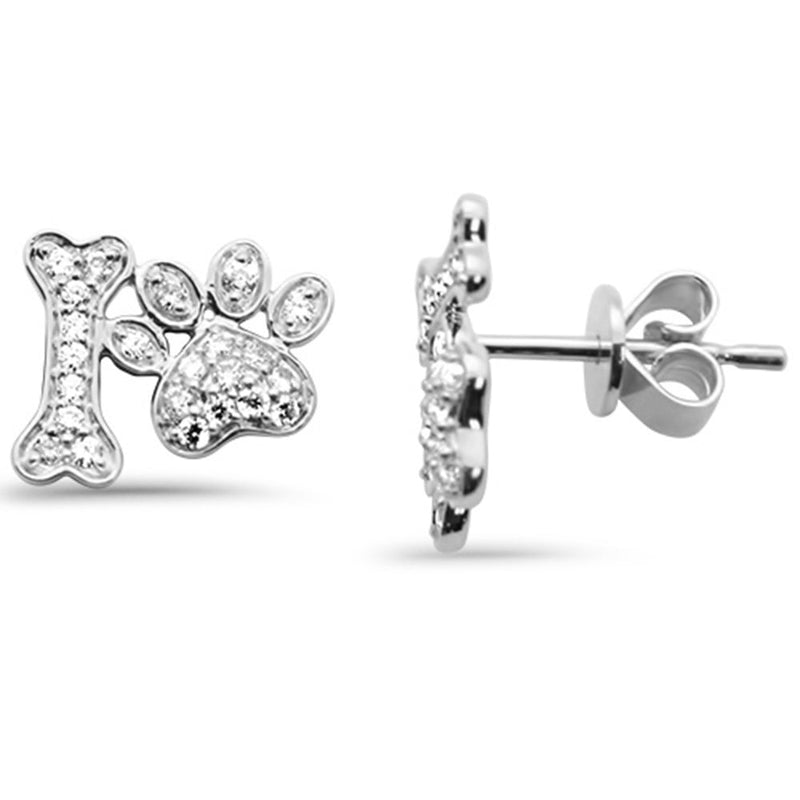 SPECIAL! .26ct G SI 14K White Gold Diamond Dog Paw Earrings