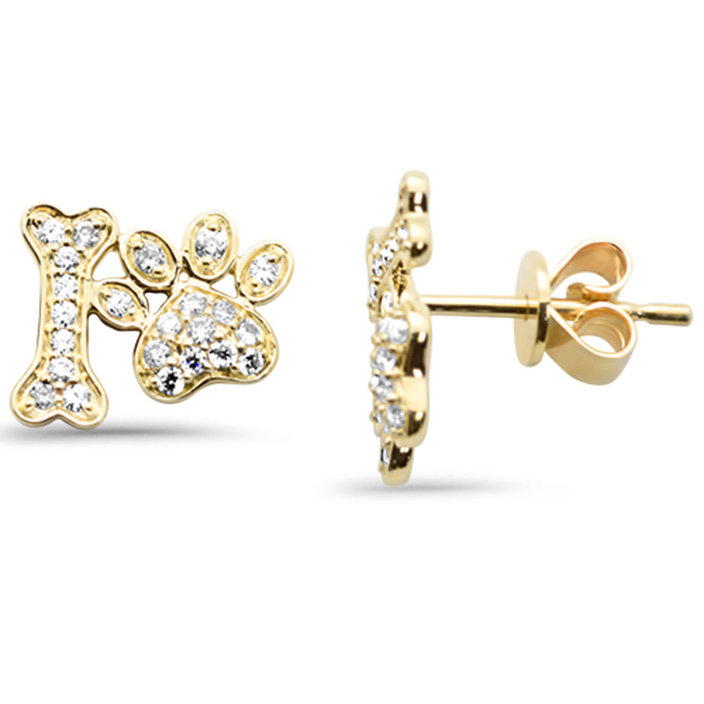 SPECIAL! .26ct G SI 14K Yellow Gold Diamond Dog Paw Stud Earrings