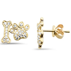 SPECIAL! .26ct G SI 14K Yellow Gold Diamond Dog Paw Stud Earrings