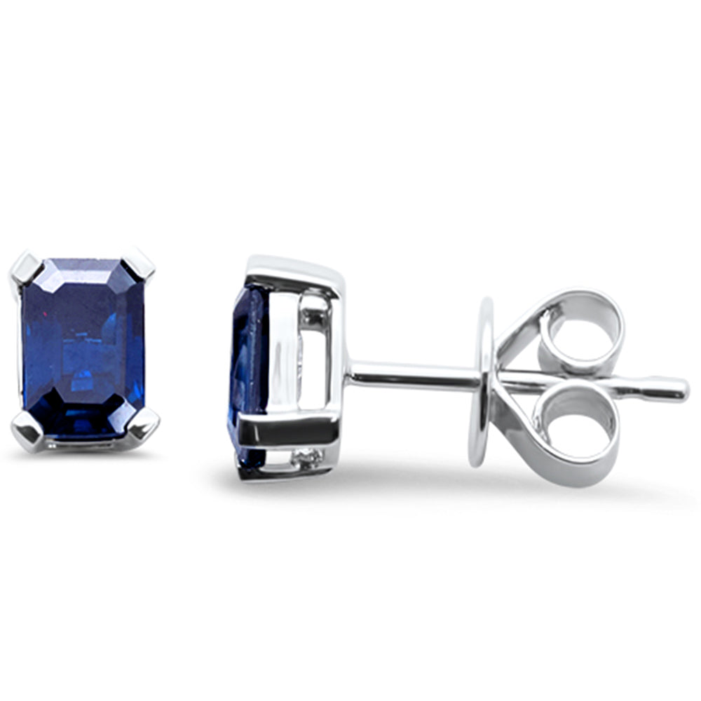 SPECIAL!1.23ct G SI 14K White Gold Blue Sapphire Gemstone Stud Earrings