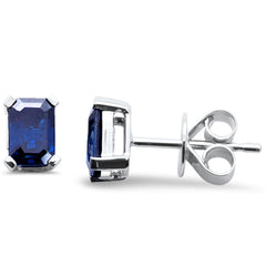 SPECIAL!1.23ct G SI 14K White Gold Blue Sapphire Gemstone Stud Earrings