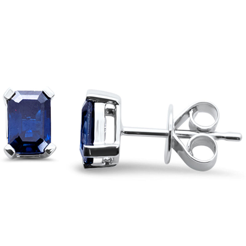 SPECIAL!1.23ct G SI 14K White Gold Blue Sapphire Gemstone Stud Earrings