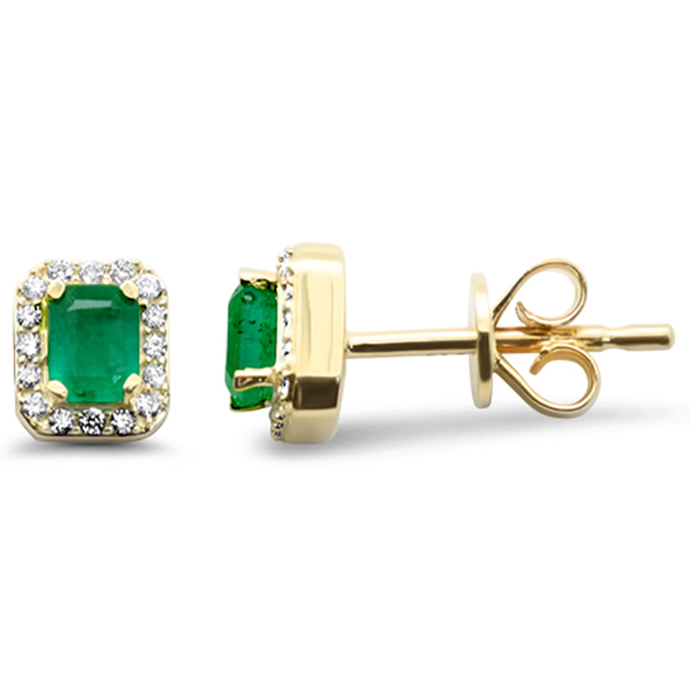 SPECIAL!.50ct G SI 14K Yellow Gold Diamond & Emerald Gemstone Stud Earrings