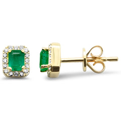 SPECIAL!.50ct G SI 14K Yellow Gold Diamond & Emerald Gemstone Stud Earrings