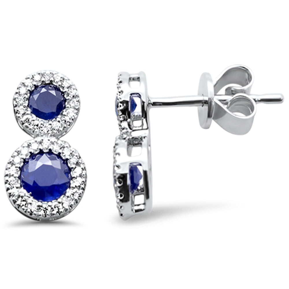 SPECIAL! 1.07ct G SI 14K White Gold Diamond & Blue Sapphire Gemstones Earrings