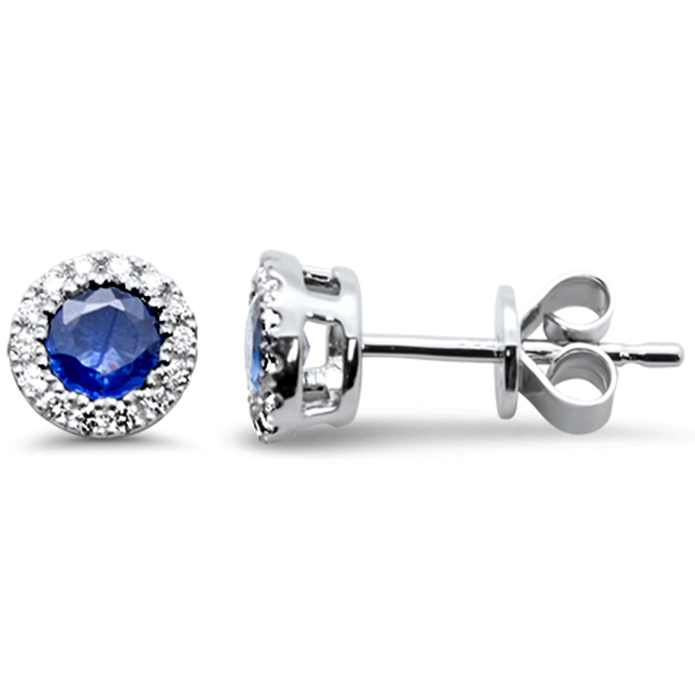 SPECIAL! .63ct G SI 14K White Gold Diamond & Blue Sapphire Gemstone Stud Earrings