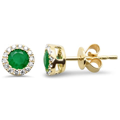 SPECIAL! .60ct G SI 14K Yellow Gold Diamond & Emerald Gemstone Earrings