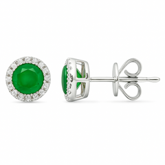 SPECIAL! .62ct G SI 14K White Gold Diamond & Emerald Gemstone Earrings