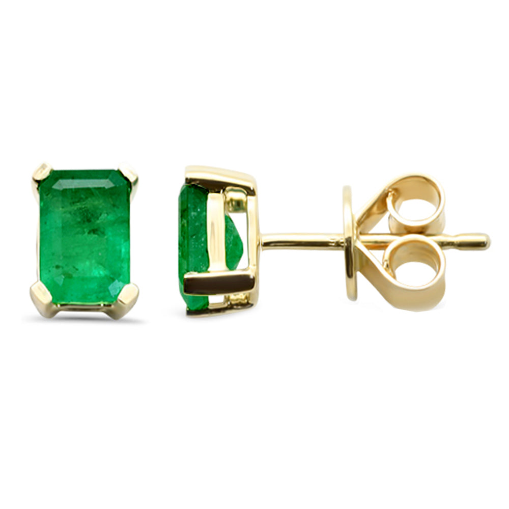 SPECIAL!1.00ct G SI 14K Yellow Gold Natural Emerald Gemstones Stud Earrings