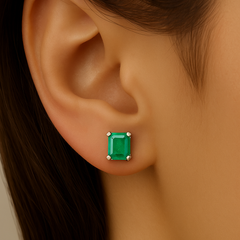 SPECIAL!1.04ct G SI 14K White Gold Natural Emerald Gemstones Stud Earrings