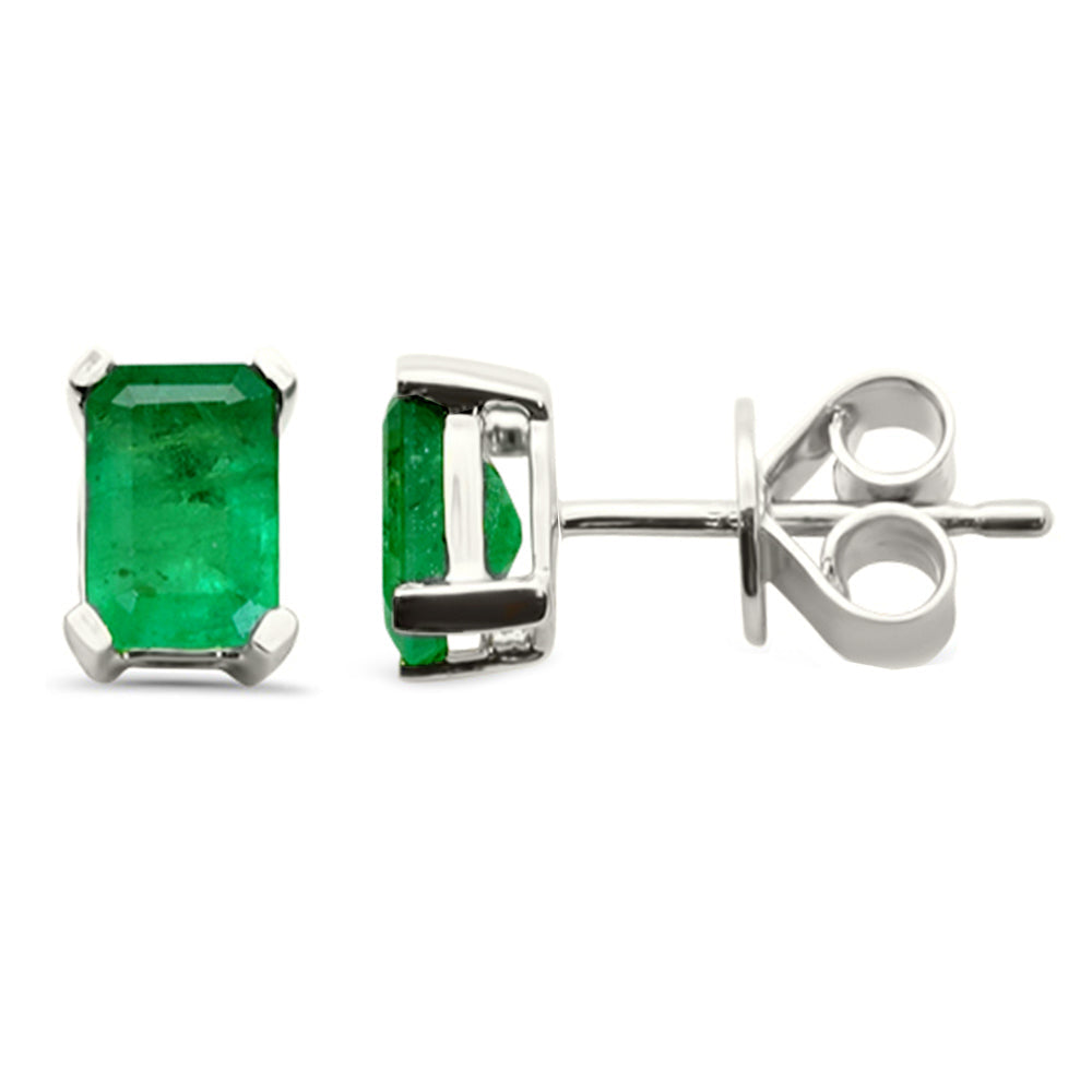 SPECIAL!1.04ct G SI 14K White Gold Natural Emerald Gemstones Stud Earrings