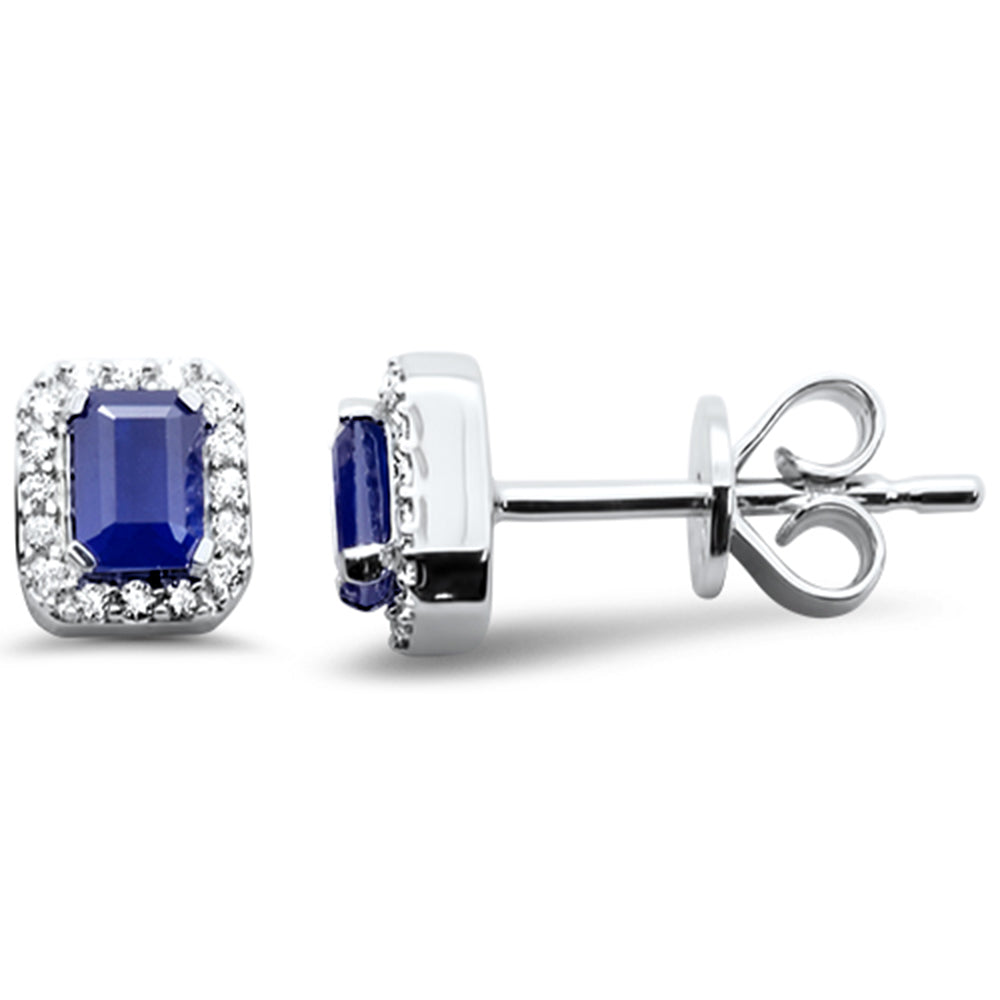 SPECIAL! .51ct G SI 14K White Gold Diamond & Blue Sapphire Gemstones Earrings