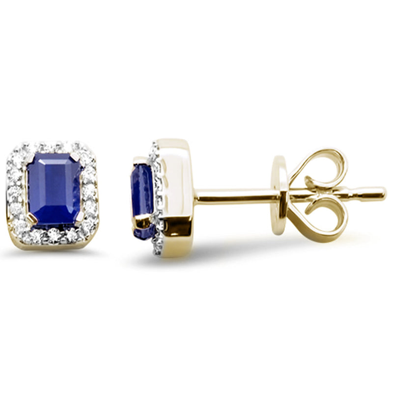 SPECIAL! .61ct G SI 14K Yellow Gold Diamond & Blue Sapphire Gemstones Earrings