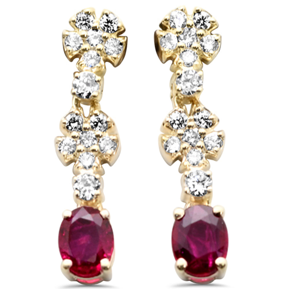 SPECIAL! .48ct G SI 14K Yellow Gold Diamond & Ruby Gemstones Drop Earrings
