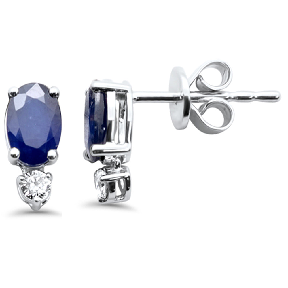 SPECIAL! 1.89ct G SI 14K White Gold Diamond & Blue Sapphire Gemstone Earrings