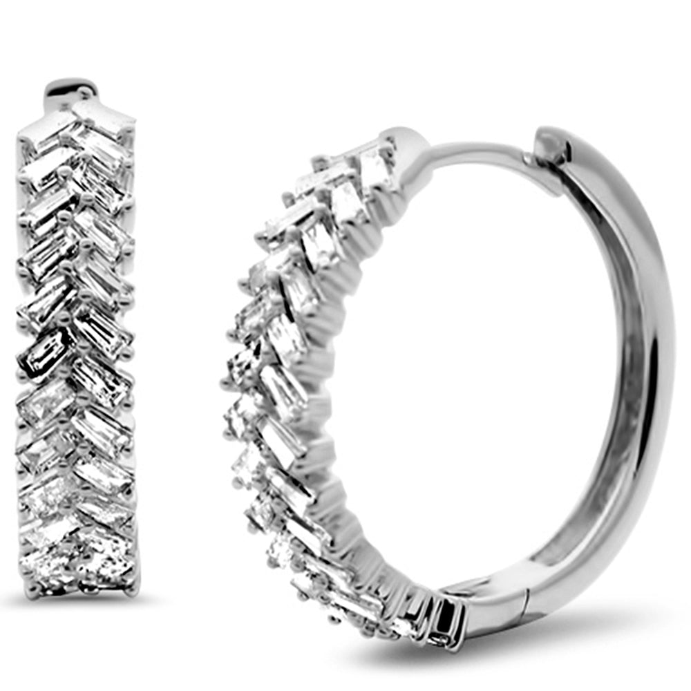 SPECIAL! .71ct G SI 14K White Gold Baguette Diamond Hoop Earrings